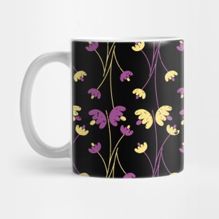 Purple and Yellow Repeating Floral Pattern Mug